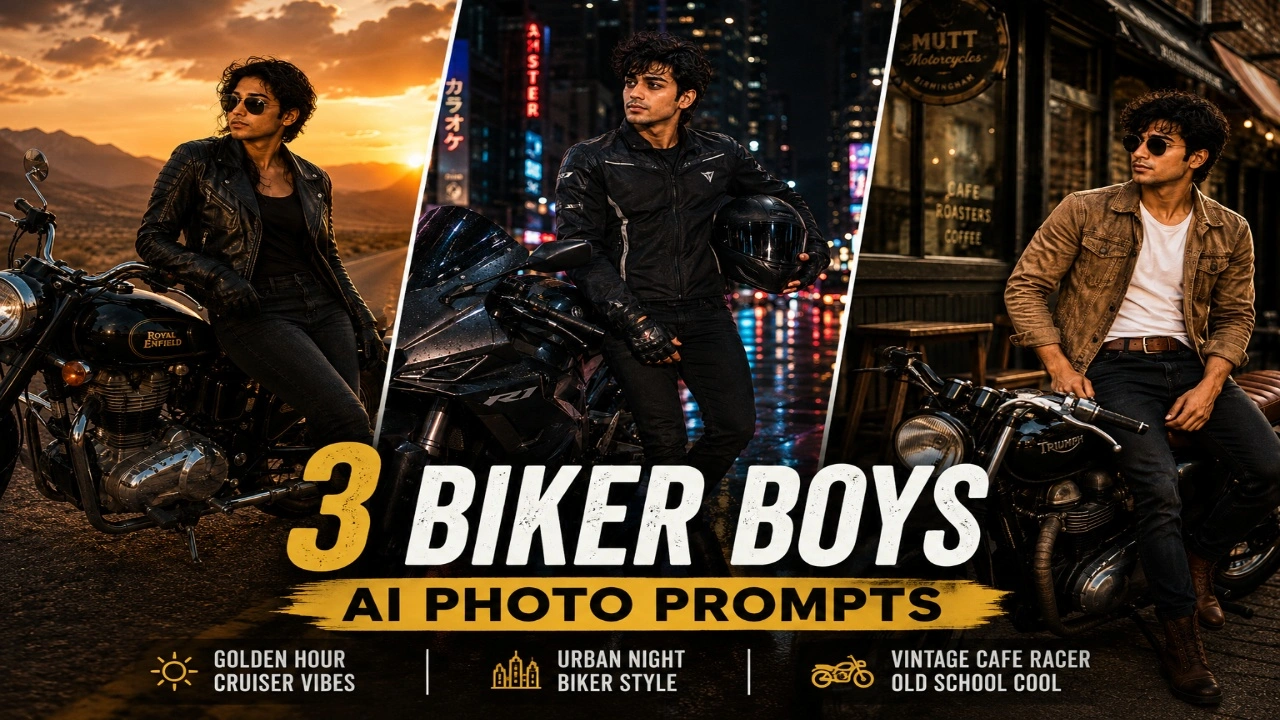 3 Biker Boys AI Photo Prompts