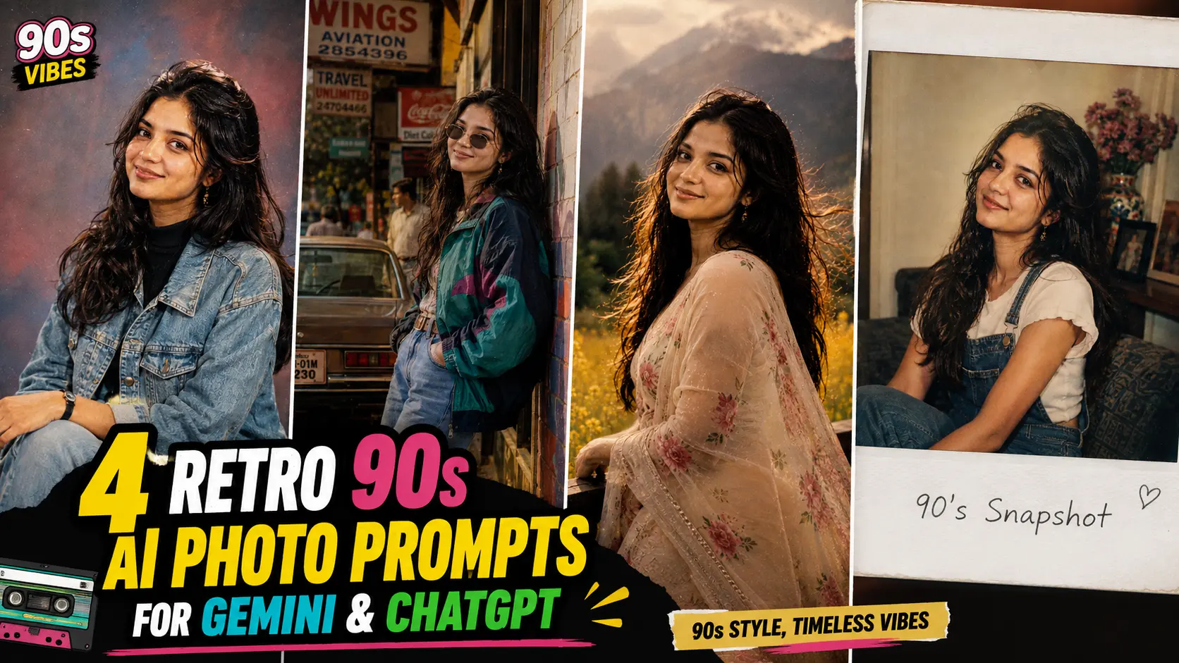 4 Retro 90s AI Photo Prompts for Gemini & ChatGPT