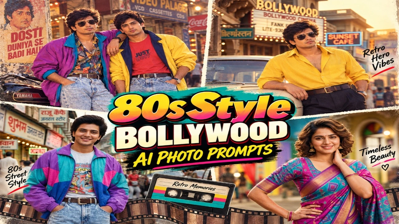 80s Style Bollywood AI Photo Prompts