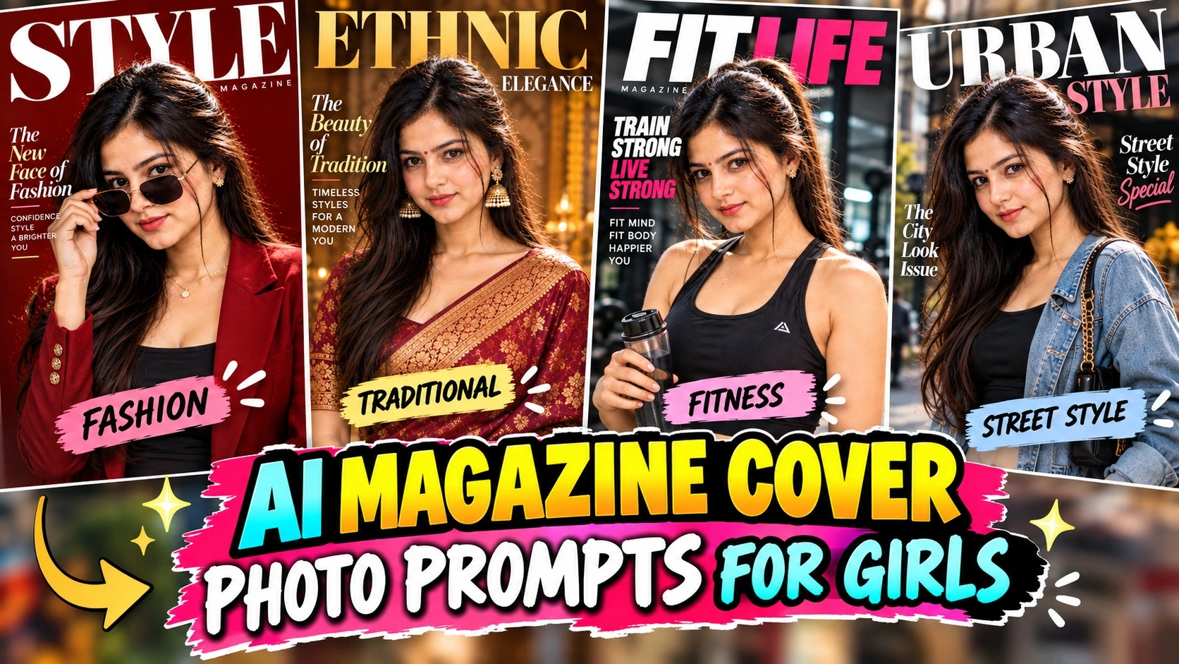 AI Magazine Cover Photo Prompts for Girls