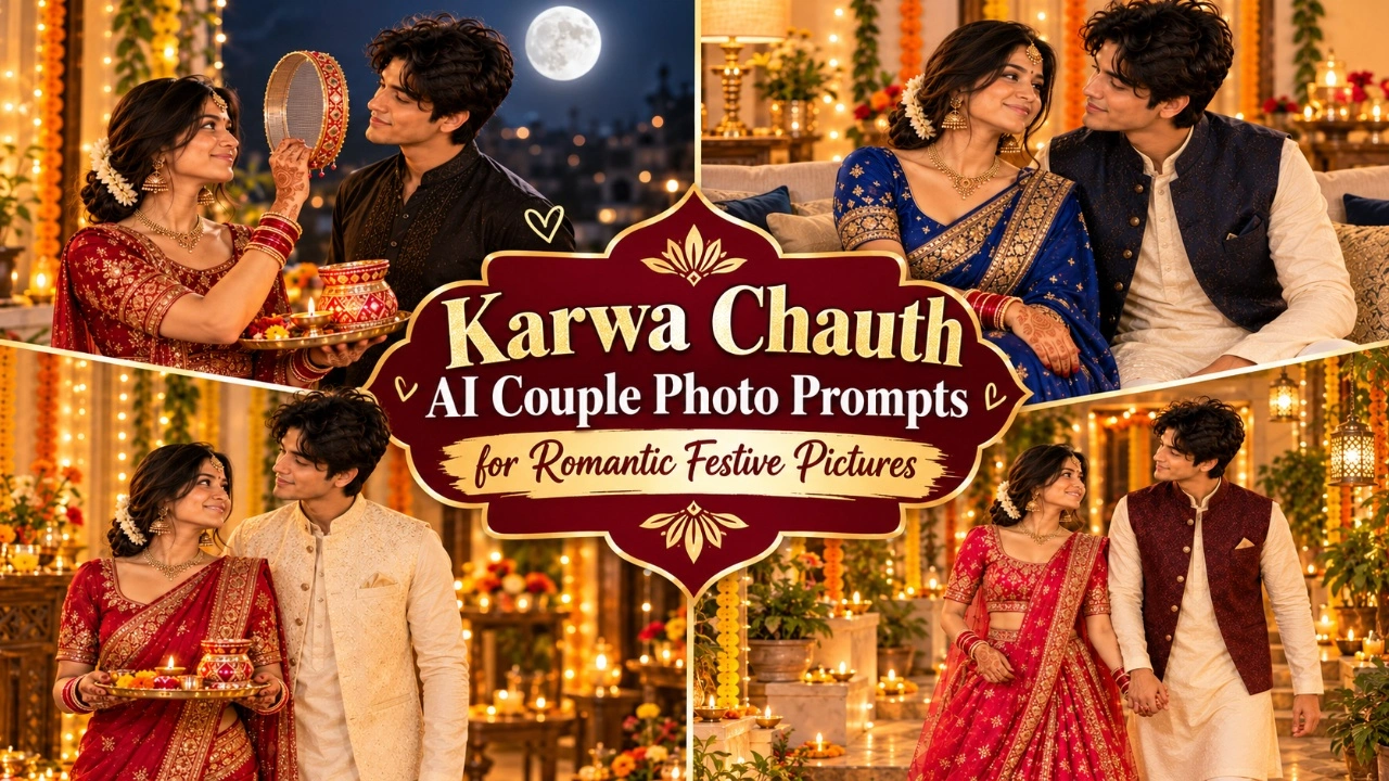 Karwa Chauth AI Couple Photo Prompts for Romantic Festive Pictures